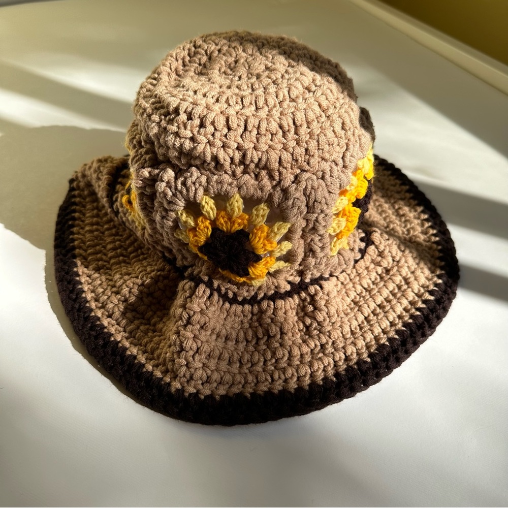 Sunflower Crochet Knit Bucket Hat